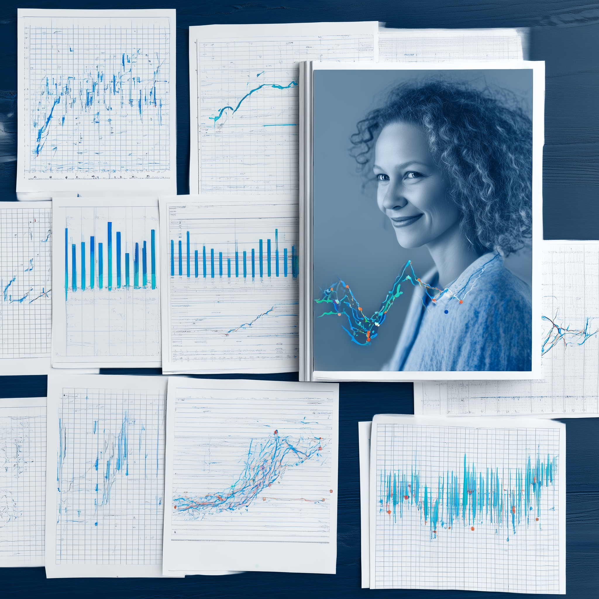 Telling the Data Story Woman Data Story Teller on a board with data